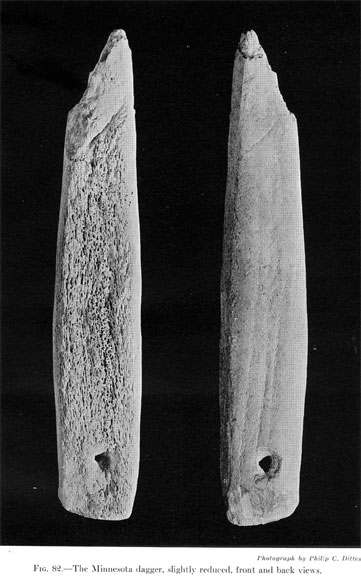 Elk horn dagger discovered with the bones