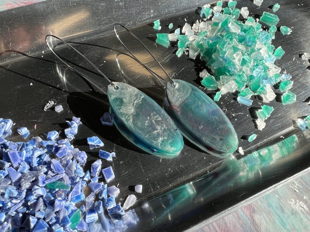 earrings made from recycled plastic