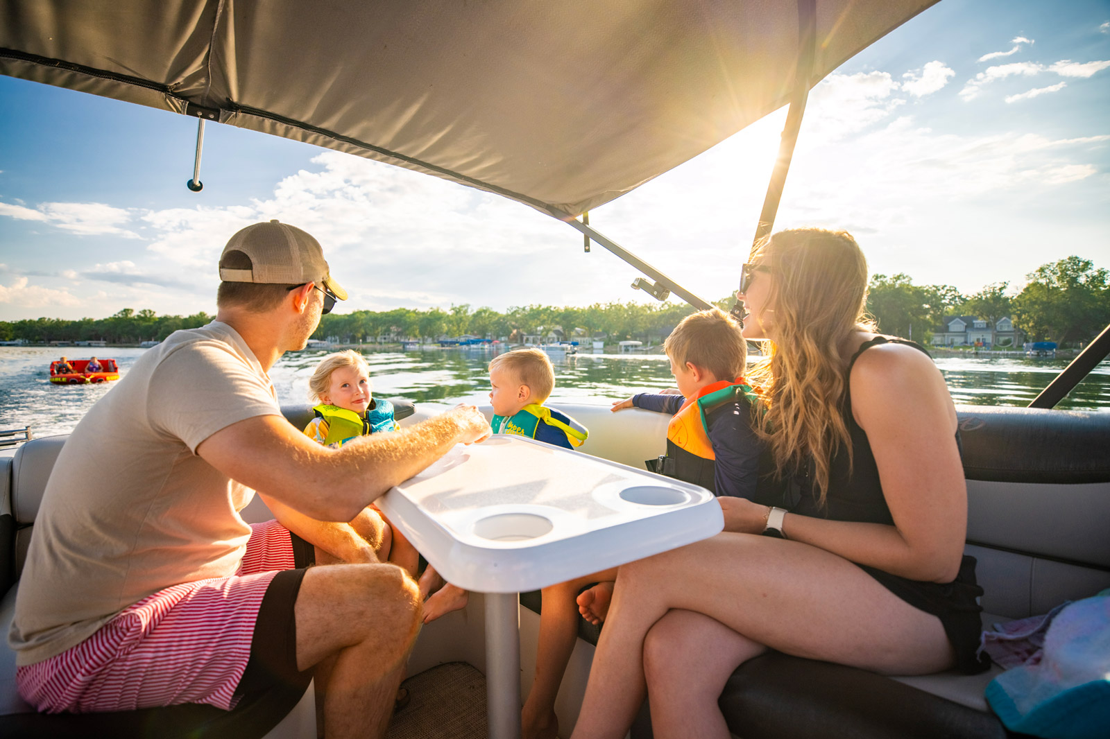 Family in a pontoon
