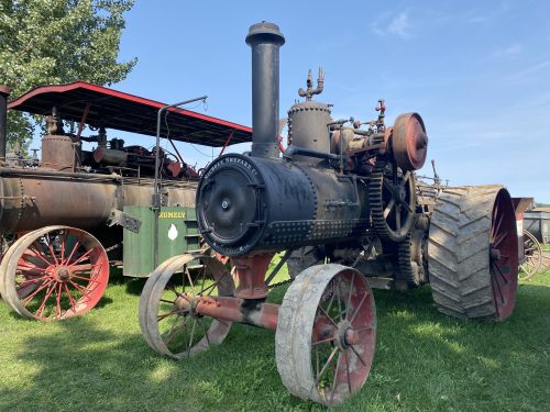 Black steam tractor