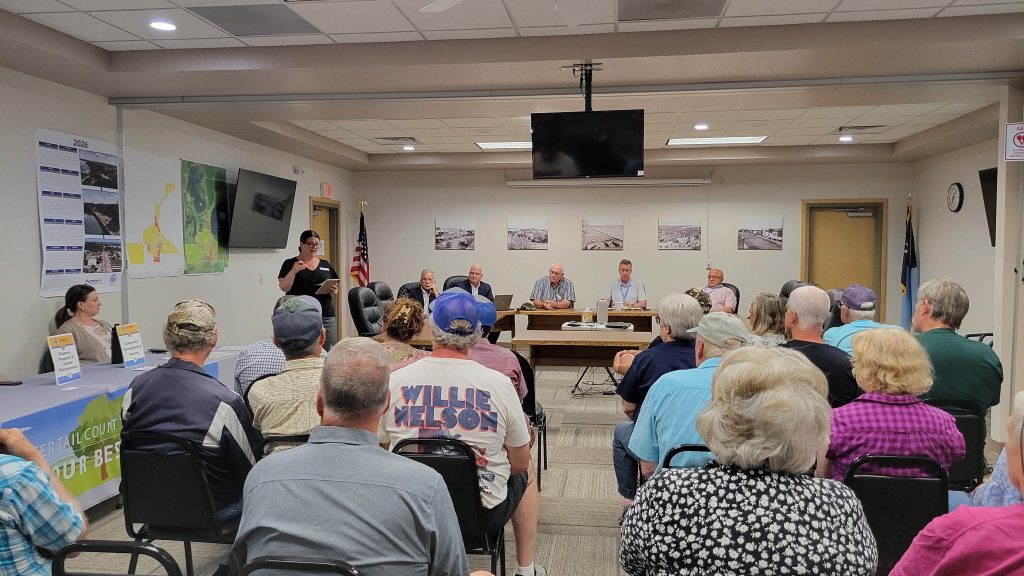 A group of people attending an open house event